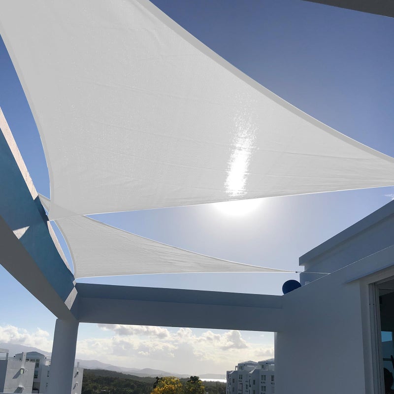 SUNNY GUARD Sun Shade Sail Sail 10'x10'x14' مثلث يمين فضي رمادي كتلة من الأشعة فوق البنفسجية للفناء الخلفي على سطح السفينة والأنشطة الخارجية والمرافق (نحن نصنع حجمًا مخصصًا) - Image 1